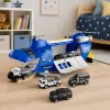 LEAN TOYS Aereo da trasporto della polizia pieghevole con veicoli, luci e suoni