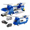 LEAN TOYS Aereo da trasporto della polizia pieghevole con veicoli, luci e suoni