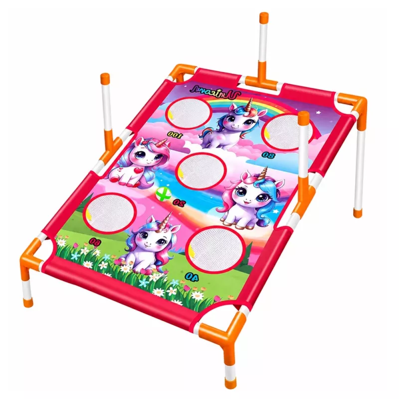 LEAN TOYS Gioco 4-in-1 lancio ad anelli unicorno con anelli e dischi