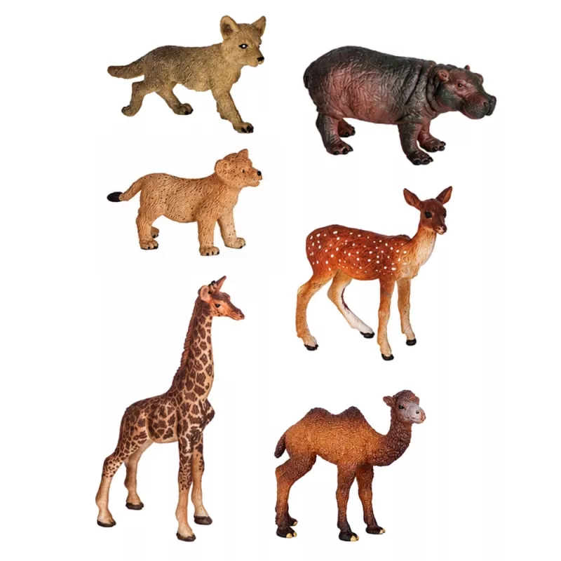 LEAN TOYS Set figure animali selvatici volpe giraffa ippopotamo cervo parco tavola 3D