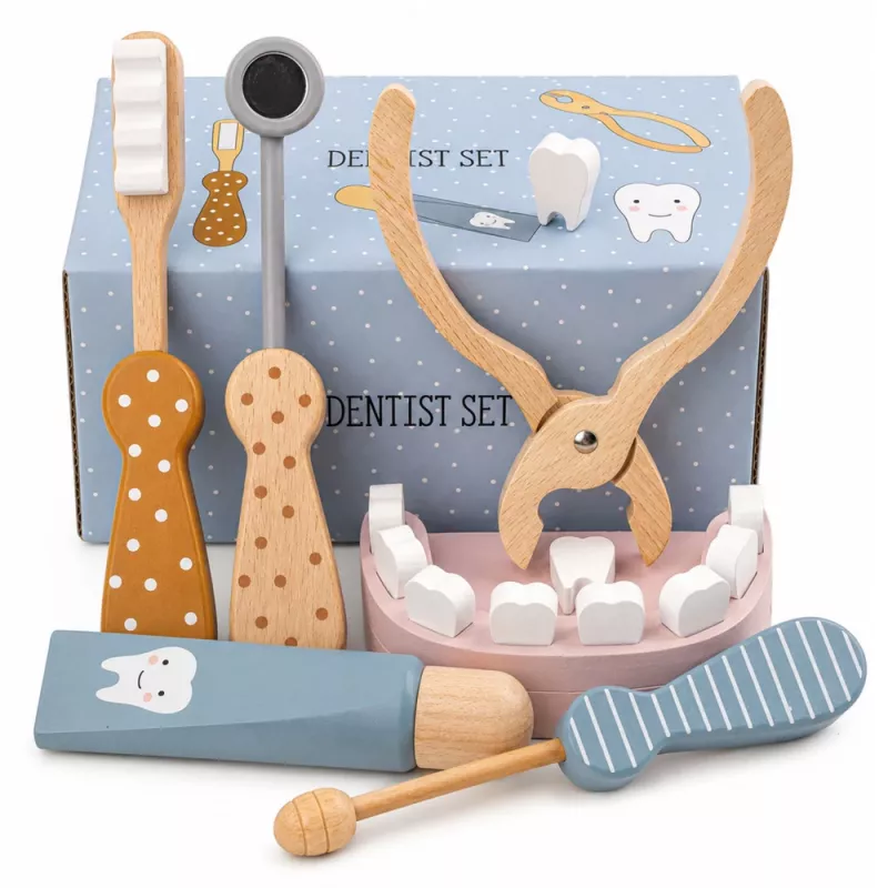 LEAN TOYS Set dentista in legno piccolo dentista