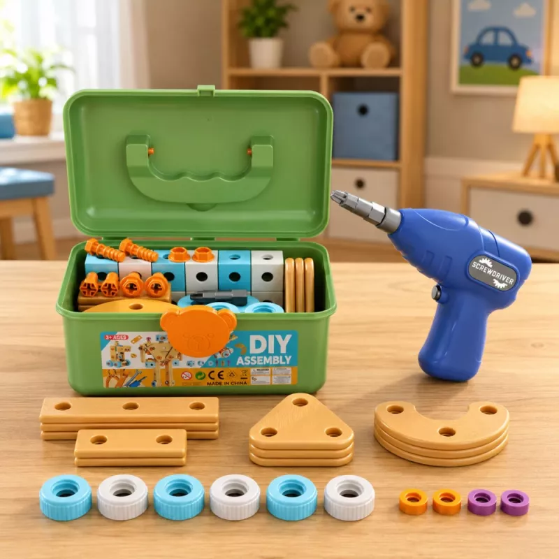 LEAN TOYS Set costruzioni con cacciavite e mattoncini in valigetta, 190 pezzi