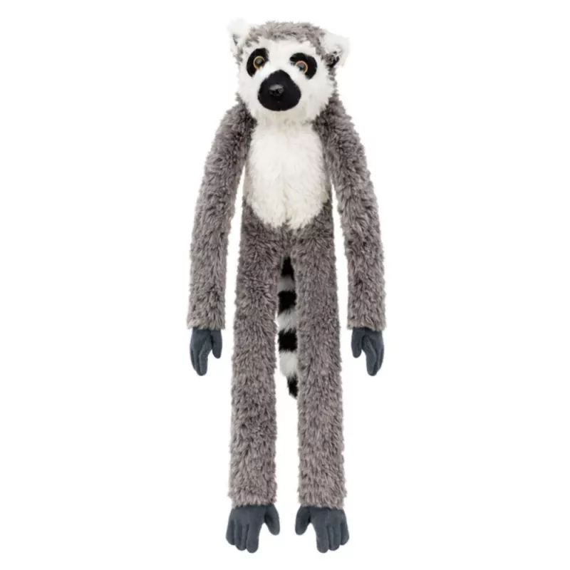 LEAN TOYS Peluche lemure mascotte con zampe a velcro da appendere, 50 cm, grigio/bianco/nero