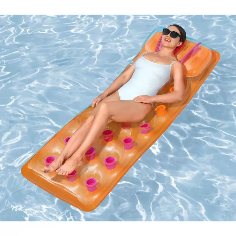 Bestway 43015 Materassino gonfiabile per piscina, arancione, 183x69x15 cm