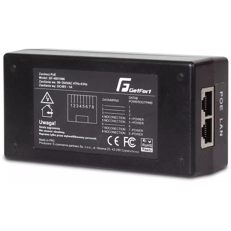 GETFORT GF-48-60W-G Adattatore PoE Gigabit alimentatore