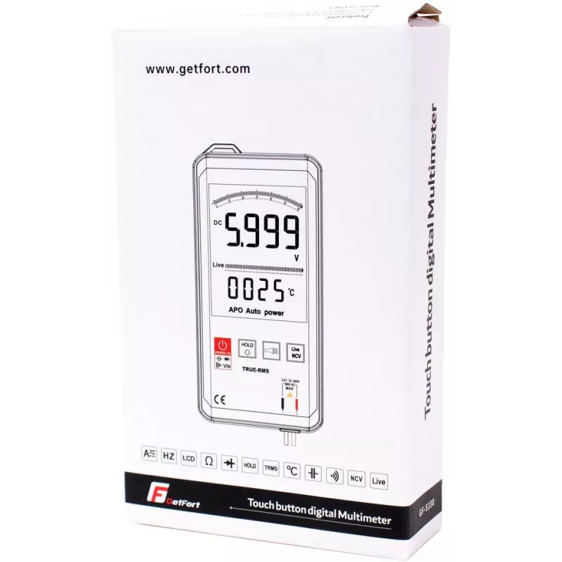 GETFORT GF-5330C Multimetro digitale, 1999 counts, True RMS, CAT III 600V