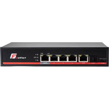 GETFORT GF-106-4PG-S-65 switch Gigabit PoE+ 5 porte (4 porte PoE+, 65W, 1 SFP) da tavolo/a parete