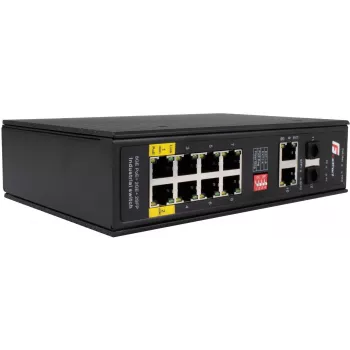 GETFORT GF-110-8PG-2G-2S switch industriale PoE+, 8x PoE+ Gigabit + 2x Gigabit + 2x SFP, da -40°C a 80°C