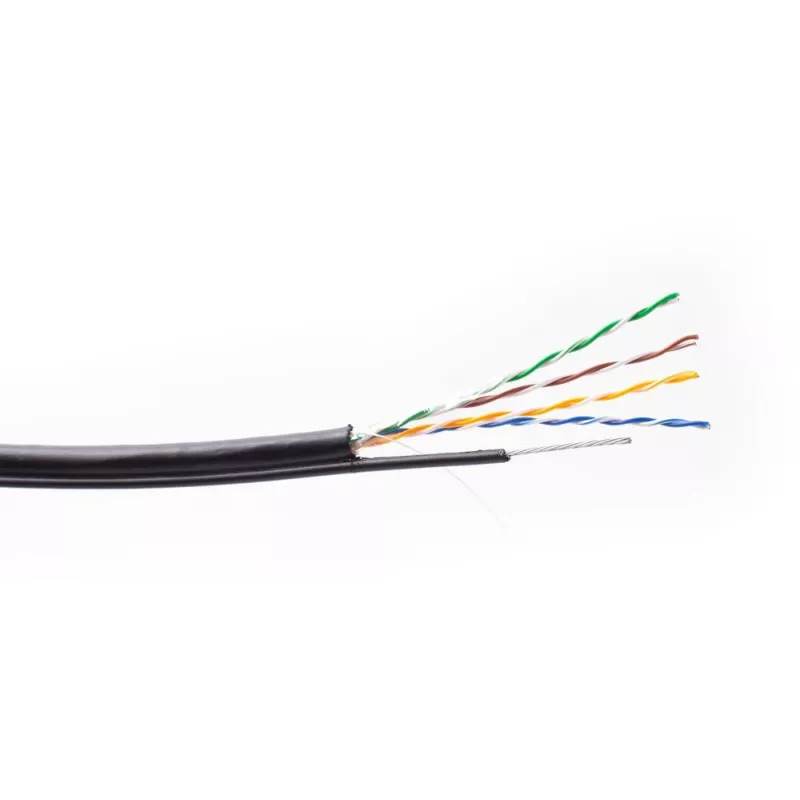 GETFORT cavo da esterno Cat.5e U/UTP con fune portante 305m nero