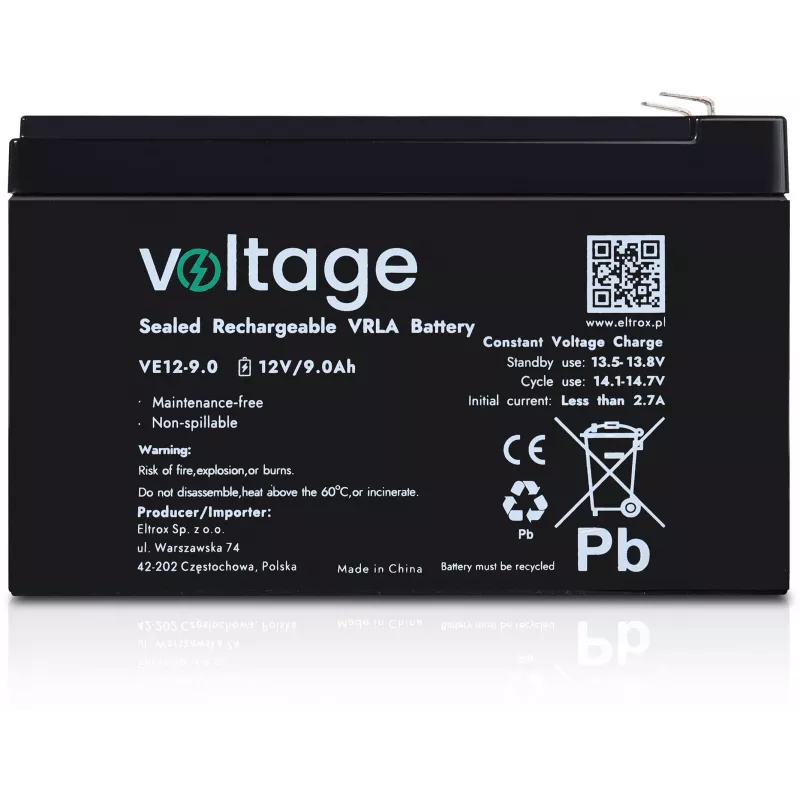 Batteria AGM VOLTAGE 12V 9Ah VE12-9.0 (durata 6-9 anni)