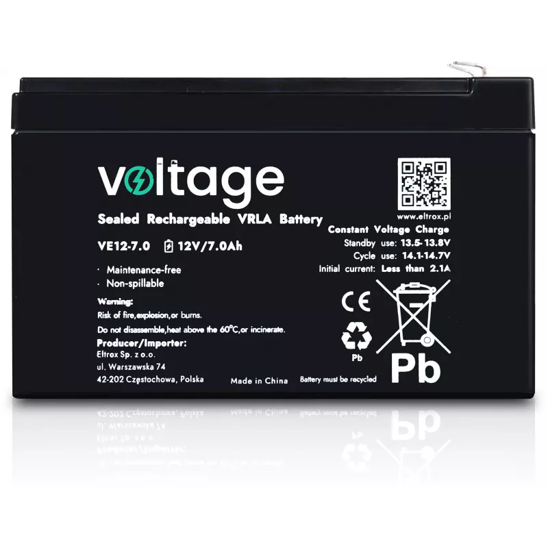 Batteria AGM VOLTAGE 12V 7Ah VE12-7.0 (durata 6-9 anni)