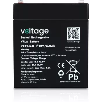 Batteria AGM Voltage 12V 5Ah VE12-5.0 (durata 6-9 anni)