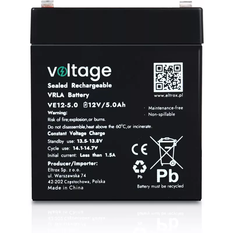 Batteria AGM Voltage 12V 5Ah VE12-5.0 (durata 6-9 anni)