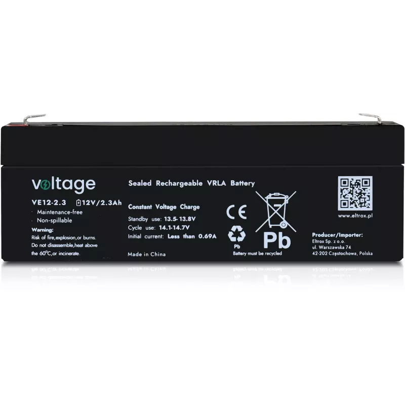Batteria AGM VOLTAGE 12V 2,3Ah VE12-2.3 (durata 6-9 anni)