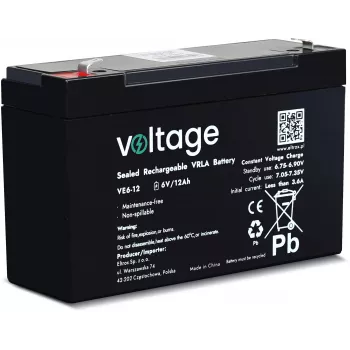 Batteria AGM VOLTAGE 6V 12Ah VE6-12 (durata 6-9 anni)