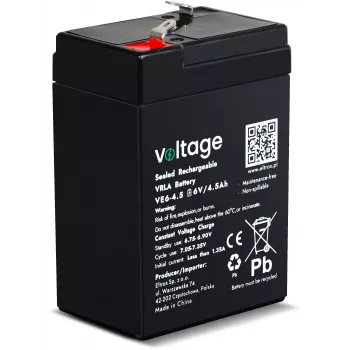 Batteria AGM VOLTAGE 6V 4,5Ah VE6-4.5 (durata 6-9 anni)