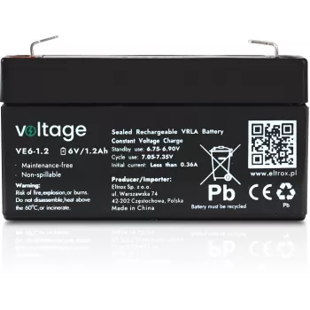 Batteria AGM Voltage 6V 1,2Ah VE6-1.2 (durata 6-9 anni)