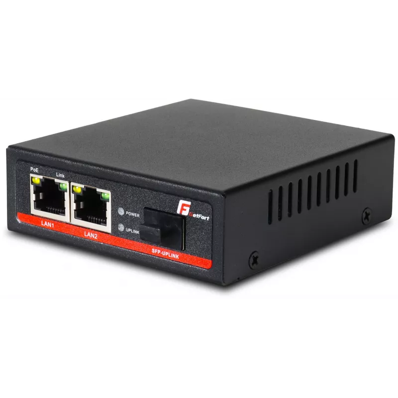 GETFORT GF-102-2PG-S-65 convertitore media PoE+ 2 porte Gigabit Ethernet SFP RJ-45 1000Mbps