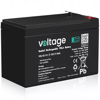 Batteria AGM Voltage Long Life 12V 7Ah VEL12-7.0 (durata di progetto 15 anni)
