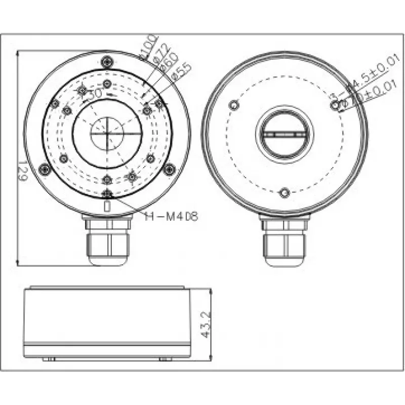 MITON MT-P1280 scatola di derivazione da parete, IP54, grigio (RAL 7035), 128x80x50 mm