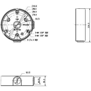MITON MT-P136 scatola di derivazione da parete IP55 grigia