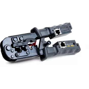 Getfort pinza crimpatrice per cavi di rete 8P8C/RJ-45, 6P6C/RJ-12, 6P4C/RJ-11 con tester integrato
