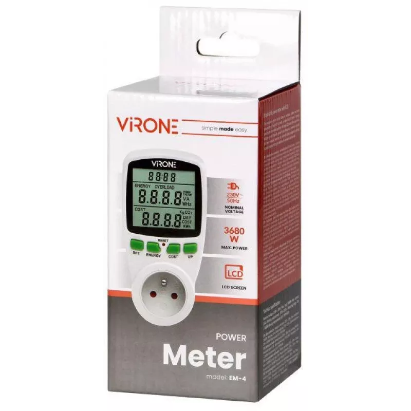 VIRONE EM-4 wattmetro monotariffa e calcolatore di energia