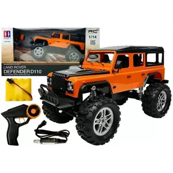 Double E auto radiocomandata Land Rover Defender R/C arancione 1:14