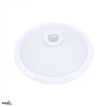 BEMKO TAZAN plafoniera con sensore PIR 2x40W E27 IP20 vetro+acciaio+plastica bianca