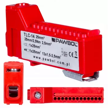 PAWBOL LZB E.4136CZ Morsetto modulare senza viti 12 poli rosso 450V 24A
