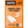 GRATEQ TAHKO 20W USB-C PD caricabatterie da parete bundle con cavo USB-C a Lightning 1,5m, bianco