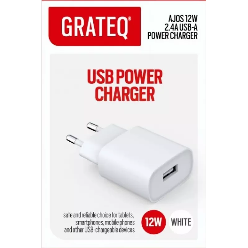 GRATEQ AJOS caricabatterie USB-A 12W bianco