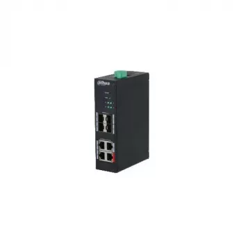 Dahua HS4408-4ET-96 switch PoE industriale unmanaged, 8 porte, 4x Hi-PoE 60W, 4x PoE+ 30W, budget 96W, 2x uplink Gigabit, 2x SFP, guida DIN