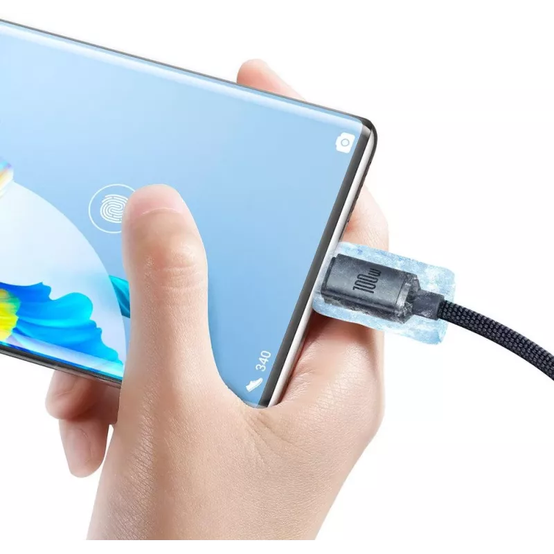 Baseus Crystal Shine Cavo USB-A a USB-C 1,2m 100W 6A QC 3.0 Nylon intrecciato nero