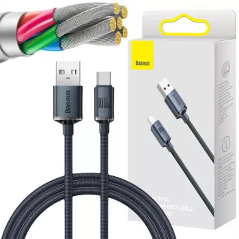 Baseus Crystal Shine Cavo USB-A a USB-C 1,2m 100W 6A QC 3.0 Nylon intrecciato nero