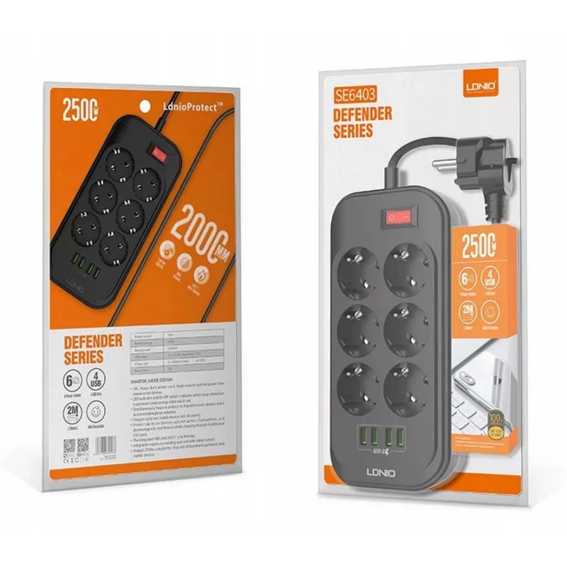 Multipresa LDNIO SE6403, 6 prese + 4 USB