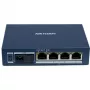 Hikvision DS-3D504TP-A Switch PoE industriale unmanaged, 4 porte PoE+, 1 uplink SFP, budget 60W