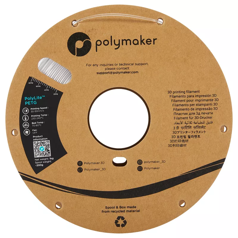 POLMASK PETG filamento per stampante 3D 1,75mm trasparente 1kg