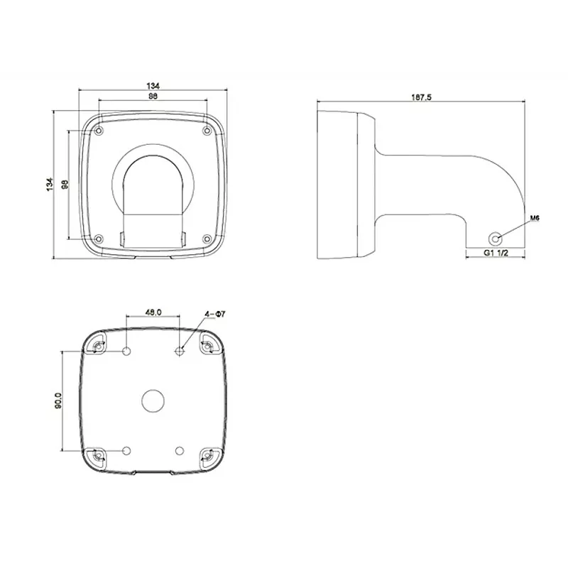 DAHUA PFB302S-V2 supporto a parete per telecamere PTZ Dome, bianco, lega di alluminio
