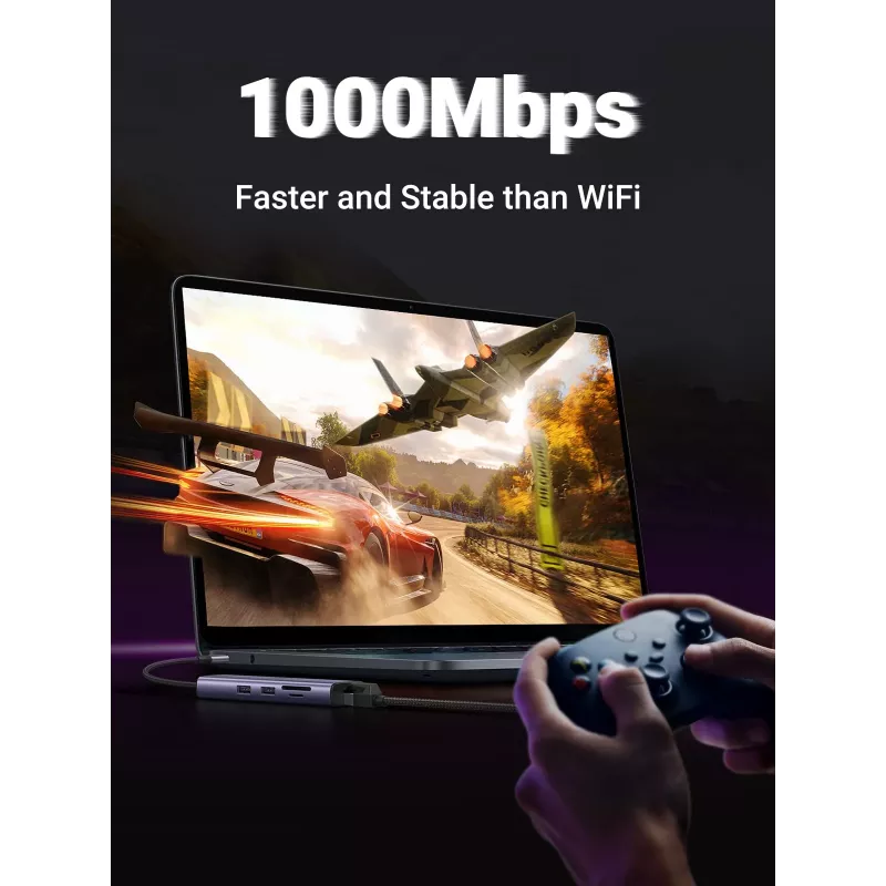 UGREEN 60515 hub USB-C 7 in 1, HDMI 4K 60Hz, Ethernet, 100 W PD, grigio