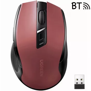 UGREEN MU006 mouse ottico wireless 2.4GHz / Bluetooth 5.0 4000 DPI - rosso
