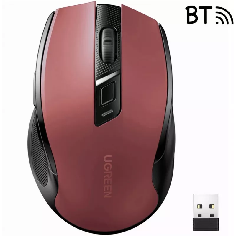 UGREEN MU006 mouse ottico wireless 2.4GHz / Bluetooth 5.0 4000 DPI - rosso