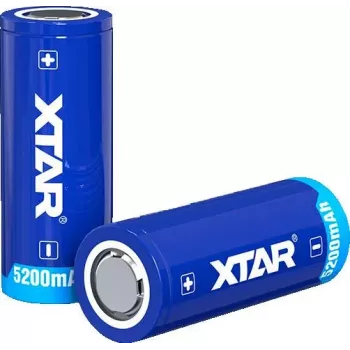 XTAR 26650 batteria ricaricabile Li-Ion protetta 3,7 V 5200 mAh (Button Top)