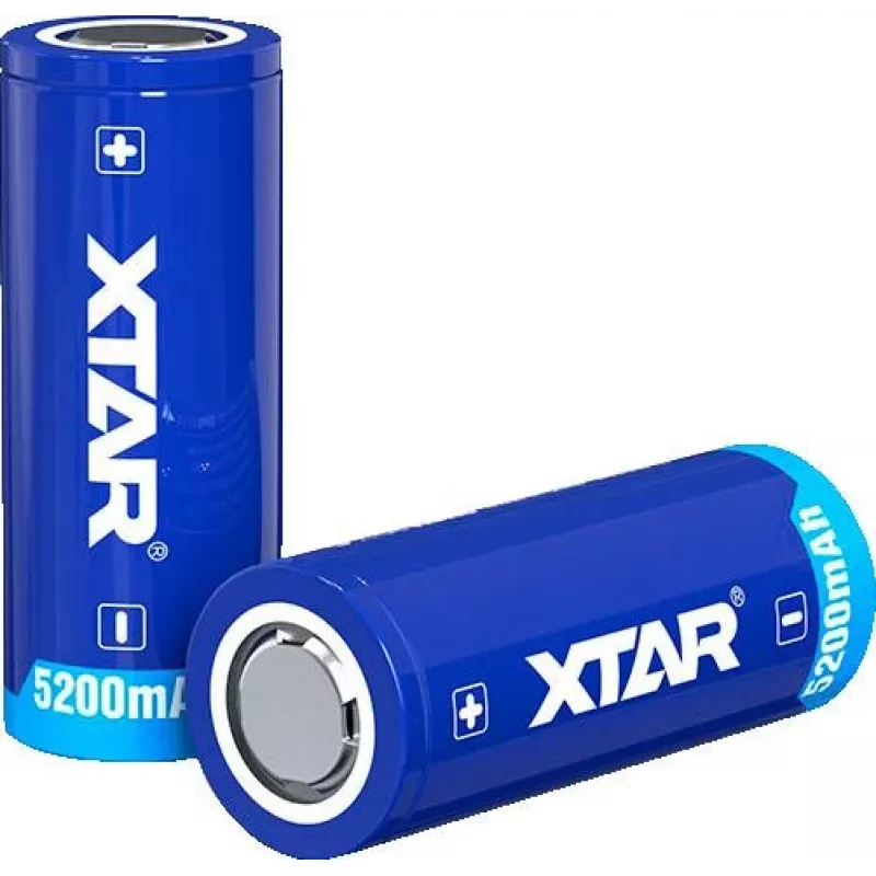 XTAR 26650 batteria ricaricabile Li-Ion protetta 3,7 V 5200 mAh (Button Top)