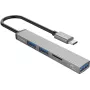 ORICO AH-12F-GY-BP hub USB-C con 3x porte USB-A e lettore di schede MicroSD, alluminio, Space Gray