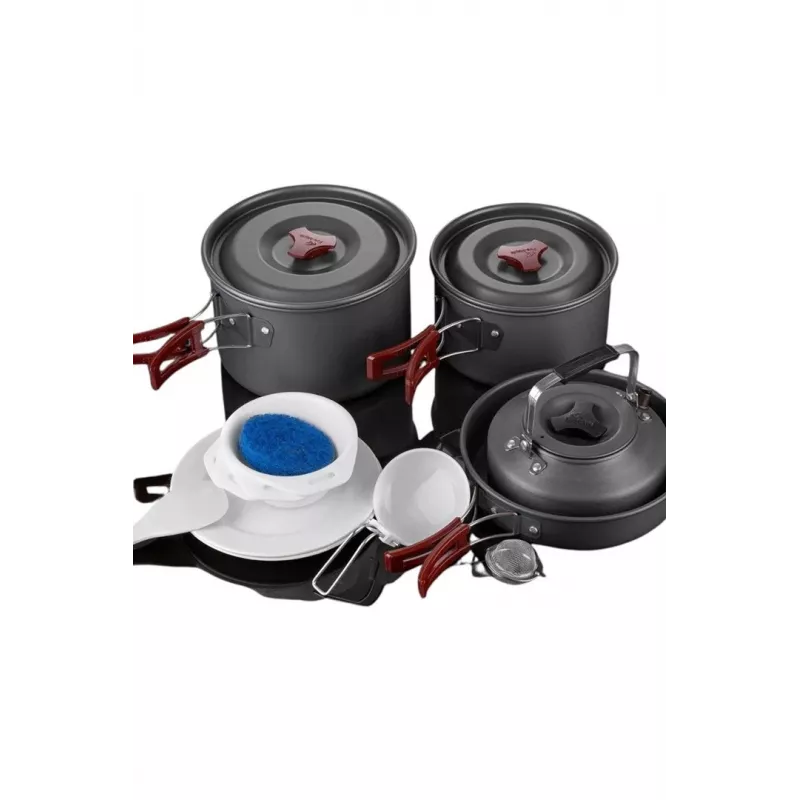 FIREMAPLE set pentole FMC-209 - set da campeggio 9 pezzi con padella antiaderente, pentole, ciotole e borsa in rete