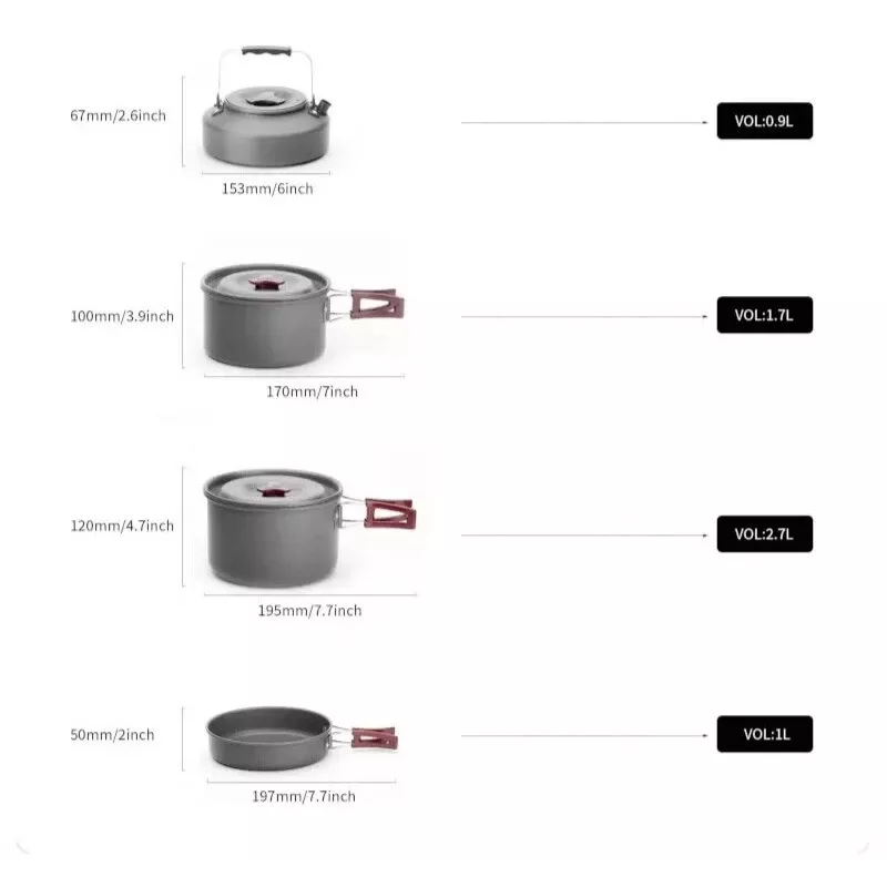 FIREMAPLE set pentole FMC-209 - set da campeggio 9 pezzi con padella antiaderente, pentole, ciotole e borsa in rete