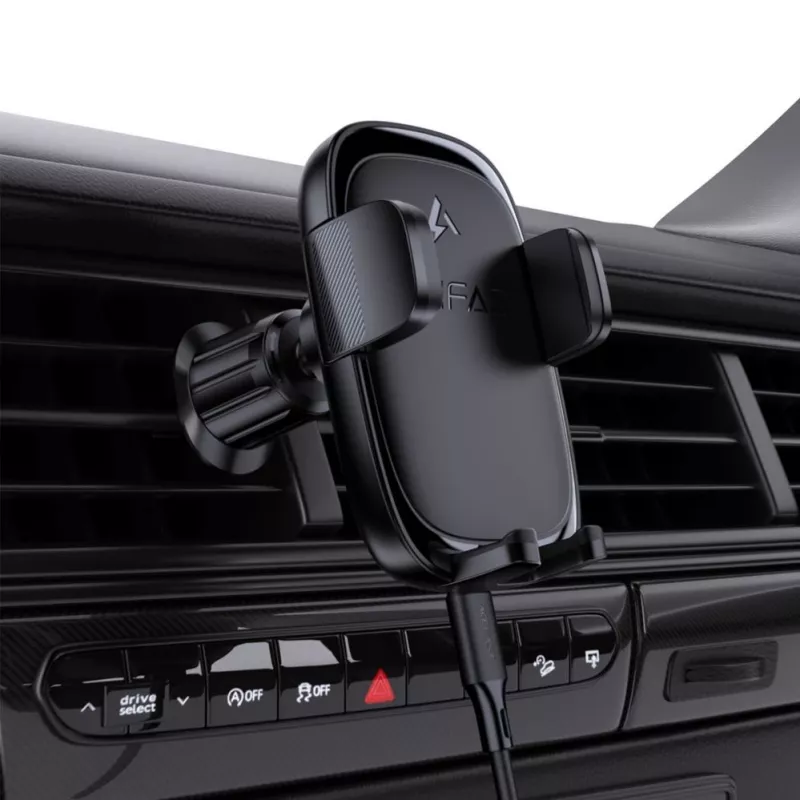 Acefast D48 supporto per bocchette auto con caricabatterie wireless nero