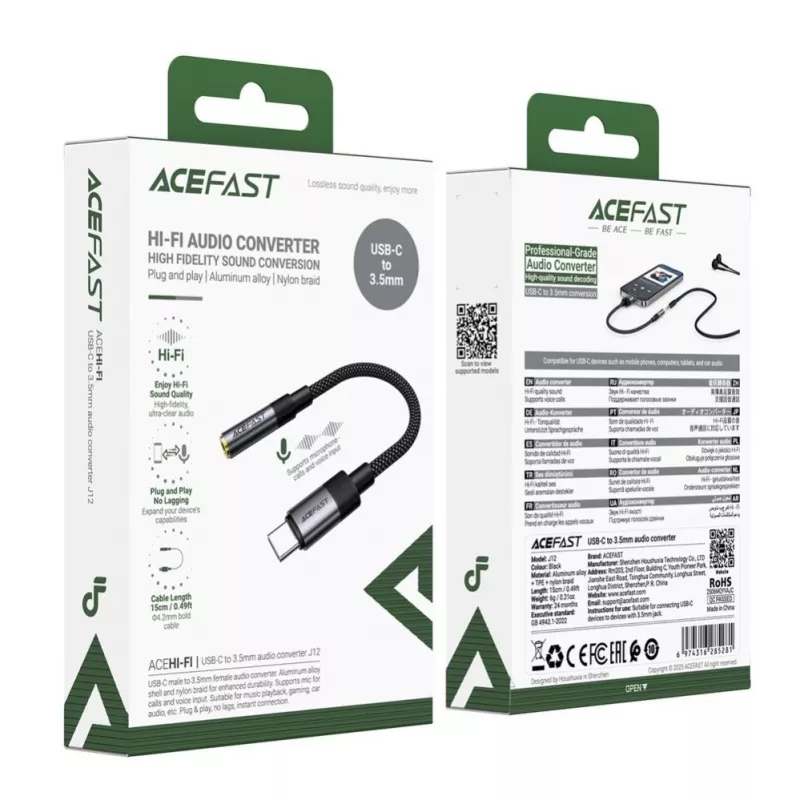 Acefast adattatore audio USB-C a 3,5 mm J12 nero