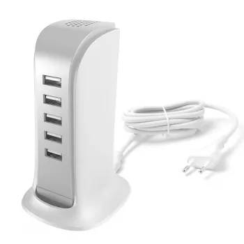 Caricabatterie USB Dudao 5x con cavo di rete EU integrato bianco (A5EU)
